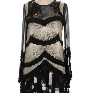 Hand-Embellished Silk Sequin Avant-Garde Dress- Runway-Inspired Statement Piece